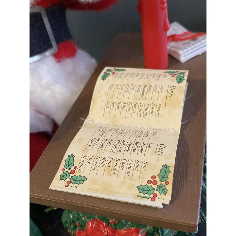 Vintage Musical Christmas Holiday Scene SANTA CHECKING HIS NAUGHTY NICE LIST